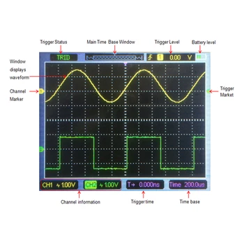 Hantek2D72 Skaitmeninę Nešiojamą Oscilloscope+Signalo Generatorius+Multimetras 2 Kanalų LCD Ekranas Bandymo Metrų Įrankiai 3in1