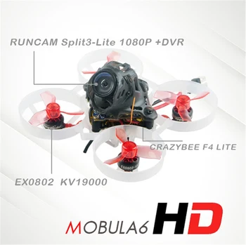 Happymodel Mobula6 HD Mobula 6 1S 65mm Crazybee F4 Lite Cinewhoop Maža Rėkauti FPV Mini Drone Rinkinys BNF w/ Runcam Padalinti 3 Fotoaparatas