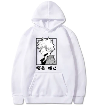 Harajuku mano herojus akademinės bendruomenės Unisex Hoodies Japonų Anime Bakugou Katsuki Spausdinti Vyrų Hoodie Streetwear Laisvalaikio Megztiniai