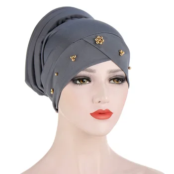Helisopus Naujos Puošnios Musulmonų Chemo Bžūp Medvilnės Ruožas Turbaną Kaktos Kryžiaus Vidinis Hijabs Variklio Dangčio Arabų Apvyniokite Galvą Underscarf Kepurės