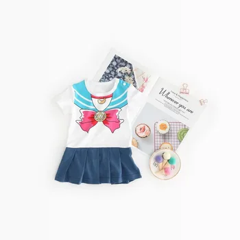 Helovinas Kūdikių Mergaičių Sailor Moon Cosplay Kostiumų Kūdikių Snap Tarpkojo Romper Stebuklinga Onesie Mini Sijonas Rinkinys Festivalis Siamo Drabužiai