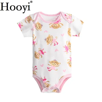 Hooyi Naujagimių Bodysuits Baby Girl Drabužiai Jumpsuits Kūdikių Drabužėliai Vasaros Viršūnes Babywear Medvilnės Butterfuly Gėlių Rožinė Tee
