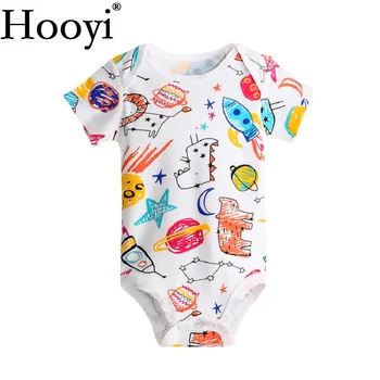 Hooyi Naujagimių Bodysuits Baby Girl Drabužiai Jumpsuits Kūdikių Drabužėliai Vasaros Viršūnes Babywear Medvilnės Butterfuly Gėlių Rožinė Tee