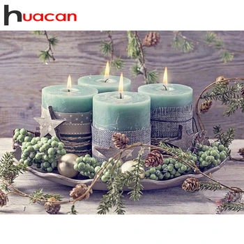 Huacan Naują Diamond Tapybos kvadratiniu Žvakių Rinkinys 5D 