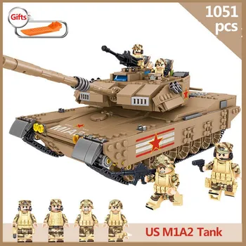 II pasaulinio Karo Karinės serijos pasaulinio karo JAV M1A2 Abrams Pagrindinis Tankas M4 Sherman vidutinį Tanką Modelis vaikams Dovanos