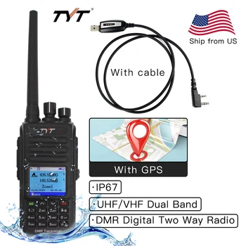 IP67 atsparus Vandeniui MD-UV390 DMR Walkie Talkie per Dviguba Juosta UHF VHF 136-174 400-480MHz Dvejopo Laiko Dlot siųstuvas-imtuvas Skaitmeninis Du Būdu Radijo