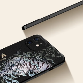 IPhone 12 Pro Max Mini 11 XS XR X 7 8 6 6S Plus Atveju 3D Iškilumo PU Odos Dragon 
