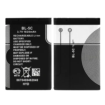Ilgalaikis 3.7 V 1020mAh baterija BL-5K Li-ion Baterija BL 5C BL5C Pila 