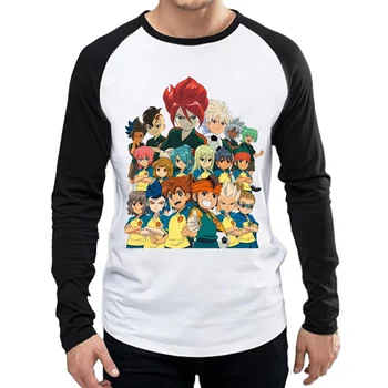 Inazuma 11 T-Shirt Mens Mados Baltos Spalvos, ilgomis Rankovėmis Anime Inazuma Eleven T Shirt Viršuje Tee marškinėlius Animacinių filmų Full Rankovėmis Drabužius
