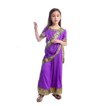 Indijos sari merginos cosplay vaikams, saree Indijos bolivudas princesė maskuotis Helovinas šalis jumpsuit drabužiai