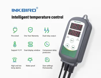 Inkbird ITC-308 1100W Skaitmeninis Temperatūros Reguliatorius 2-etapas Lizdo Termostatą, Šildymo ir Aušinimo Dual Temperatūros Kontrolės Relė