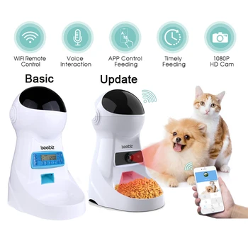 Iseebiz Wifi Automatinė Katė Tiektuvą, 3L Pet Maisto Dozatorius Finansuojančiojo Vidutinių ir Didelių Kačių ir Šunų 6 Miltai Balsu Diktofonas, Laikmatis