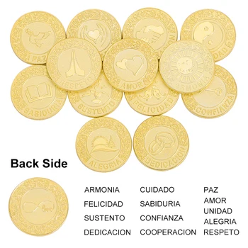 Ispanijos Aukso Vestuvių Monetų Arras de Boda Vienybės Monetų Rinkinys Su Širdies Formos Medžio Dėžutė Vestuvių Ceremonija Katalikų Arrhae Monetos Arra
