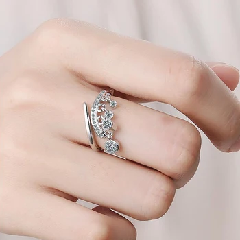 Išskirtinį 925 Sterlingas Sidabro Nereguliarus Cirkonis žiedas Moterims anillos keičiamo dydžio Žiedai Bague Femme Kutas Pakabukas Atidarymo Žiedai