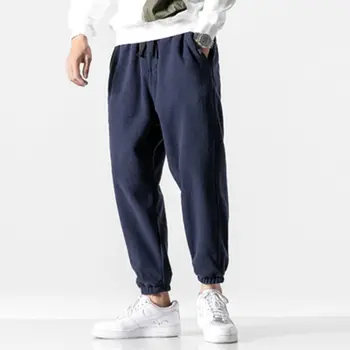 JDDTON Žiemos Vyrų Haremas Kelnės Pluošto Kojų Sweatpant Jogger Ziajać Kelnės Atsitiktinis Palaidų Hip-Hop Japonijos Harajuku Streetwear JE597