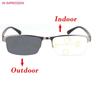 JN ĮSPŪDĮ Progressive Multifocal akinius Perėjimas Akiniai nuo saulės Photochromic Skaitymo Akiniai Vyrų Reader Netoli Toli akyse
