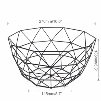JX-LCLYL Naują Geometrinių Geležies Vielos Dekoratyvinis Saugojimo Rodyti Krepšelį Vaisių Dubuo Juoda 135mm
