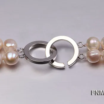 JYX ilgą Perlų Vėrinį Baltos spalvos Apvalių Gėlavandenių Perlų Vėrinį Moterims, Dvi Kryptis Karoliai, Papuošalai 32