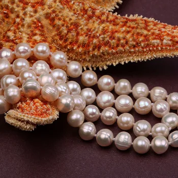 JYX ilgą Perlų Vėrinį Baltos spalvos Apvalių Gėlavandenių Perlų Vėrinį Moterims, Dvi Kryptis Karoliai, Papuošalai 32