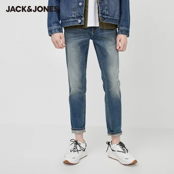 JackJones Vyrų Derliaus Ruožas Whiskering & plauti Slim Fit Ripped Jeans| 220132538