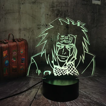 Japonijos Anime Naruto Pav Jiraya 3D Atmosfera naktinė lempa Vaiko Miegamasis Dekoro USB Touch Stalo Lempos Naruto Fanai žibintas 3D Lempos