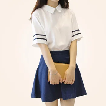 Japonijos mokyklinę Uniformą Mergaitėms JK Tamsiai Džinsinio audinio Sijonas Sailor Vienodas Kolegijos Studentai Cosplay Kostiumai