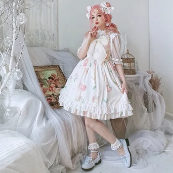Japonijos saldus lolita dress palace nėrinių bowknot mielas spausdinimo princess arbatėlė viktorijos suknelė kawaii girl jsk loli cosplay
