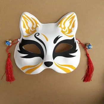 Japonų Anime Ranka-Dažytos Helovyno Cosplay Kaukė Pusę Veido Fox Mask Mums Plastiko Maskuotis Kaukių Karnavalas Šalies Masker Kostiumas