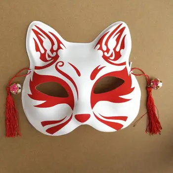 Japonų Anime Ranka-Dažytos Helovyno Cosplay Kaukė Pusę Veido Fox Mask Mums Plastiko Maskuotis Kaukių Karnavalas Šalies Masker Kostiumas