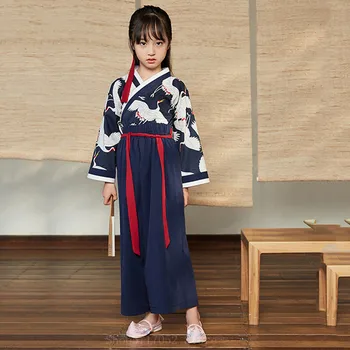 Japonų Tradicinis Kostiumas Vaikams Kimono Krano Haori Derliaus Samurajus Mergina Rytų Viršuje Kelnės Berniukui Vaikų Yukata Azijos Drabužiai