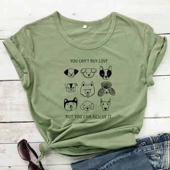 Jums negali Nupirkti Meilės, Bet Jūs Galite Gelbėjimo Tai T-shirt Mielas Šuo Mama Dovanų Marškinėlius Funng Moterų trumpomis Rankovėmis Grafinis Priėmimo Tees Viršūnės