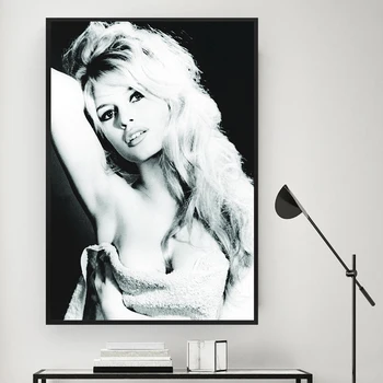 Juoda ir Balta Garsus Modelis Foto Senovinių Nuotraukų Meno Tapybos Sienų Dekoras Brigitte Bardot prancūzų Mados, Plakatai, Drobė Spausdinama