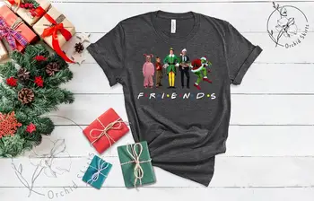 Juokinga 2020 Kalėdų T-Shirt Kalėdų Draugų Marškinius, Elf Grinch Kevin Clark Griswold Grafinis Tee Humoro Grinch Santa Claus Tees