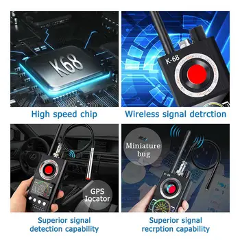 K68 Multi-funkcija Anti-spy Detektoriumi, vaizdo Kameros GSM Garso Klaidą Finder GPS Signalo Objektyvas RF Tracker Aptikti Belaidę Produktų 1MHz-8GHz