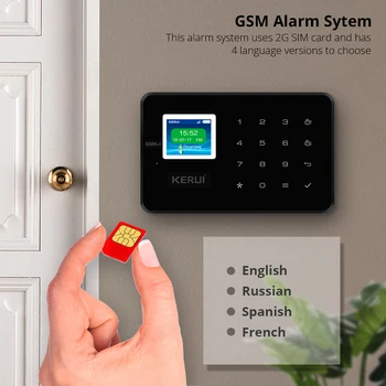 KERUI G18 namų signalizacijos belaidė GSM apsaugos signalizacijos sistema su judesio detektoriumi, vidaus ir lauko vaizdo kameros apsaugos nuo vagystės signalizacijos sistema