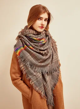 KOI ŠOKINĖJIMAS Naujas moterų Mados Houndstooth skara patogus minkštas vaivorykštė scarfCasual stiliaus laukinių šiltas šalikas dovanų