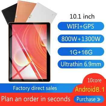 KT107 Plastiko Tablet 10.1 Colių HD, Didelis Ekranas, Android 8.10 Versija Mados Nešiojamų Tablet 1GB+16GB Juodos spalvos Planšetinį kompiuterį