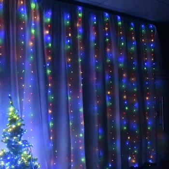 Kabo Lango Užuolaidėlė Žibintai 300 LED Laikmatis Kalėdų Vestuves Sode Miegamojo, Lauko, Patalpų Sienų Papuošimai