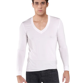 KalvonFu Klasikinis Vyrų marškinėliai ilgomis Rankovėmis V-kaklo, vyriški Modalinis Tees Viršūnes Mens Atsitiktinis Kvėpuojantis Marškinėliai