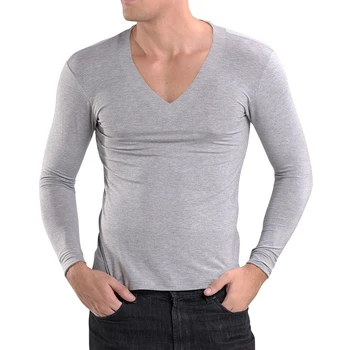 KalvonFu Klasikinis Vyrų marškinėliai ilgomis Rankovėmis V-kaklo, vyriški Modalinis Tees Viršūnes Mens Atsitiktinis Kvėpuojantis Marškinėliai
