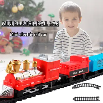 Kalėdų Elektros Geležinkelių Automobilinio Traukinio Žaislų Vaikų Elektros Švietimo Žaislas Geležinkelio Traukinių sąstatų Lenktynių Kelių Transporto Pastate