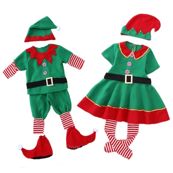 Kalėdų Elf Šeimos derinti Drabužius Motina Dukra Suknelės Tėvas ir Sūnus Vaikams Suaugusiųjų Kalėdos Kostiumas Naujųjų Metų Helovinas Šalis