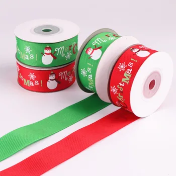 Kalėdų Juostelės 2,5 cm Pločio ir 9 Metrų Ilgio Raudonos, Žalios Siūlų Juostelės Linksmų Kalėdų Santa Sniego Snaigė Spausdinti