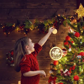 Kalėdų Žiburiai Naktį LED Šviesos Kabinti 3D Kalėdų Senelis Lempa Su Siurbimo Už Medžio Durys, Langas Atostogų Apdailos Pasakų Žibintai
