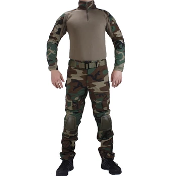 Kamufliažas BDU Miško Kovoti su uniformos marškinėliai su broek ir alkūnės & antkelius militaire žaidimas cosplay vienodas ghilliekostuum