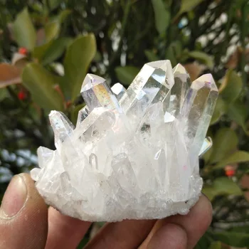 Karšta!!! 120-130g natūralus baltas angelas aura kristalų sankaupos galvanizavimo Titano danga kvarco grupių akmens Gydomąsias