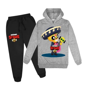Karšto Brawls Žvaigždės, mados, vaikų drabužiai berniukams ir mergaitėms animacinių filmų spausdinti pavasarį ir rudenį hoodie džemperis + atsitiktinis kelnės rinkinys