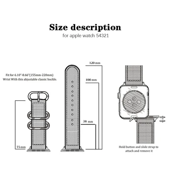 Karšto Parduoti Nailono Watchband Apple Watch Band Serijos 5/4/3/2/1 Sporto Odos Apyrankė 42mm 44mm 38mm 40mm Dirželis iwatch Grupė