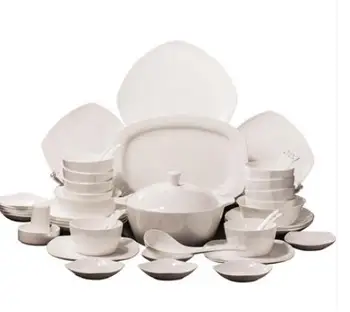 Kaulų kinijos stalo, 56 balto porceliano, keramikos, dubenys, lėkštės