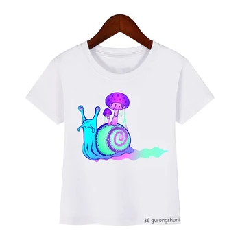 Kawaii vaikiški marškinėliai mielas sraigė animacinių filmų spausdinti mergina marškinėliai vasaros unisex atsitiktinis viršų mados marškinėlius vaikų užsakymą drabužių